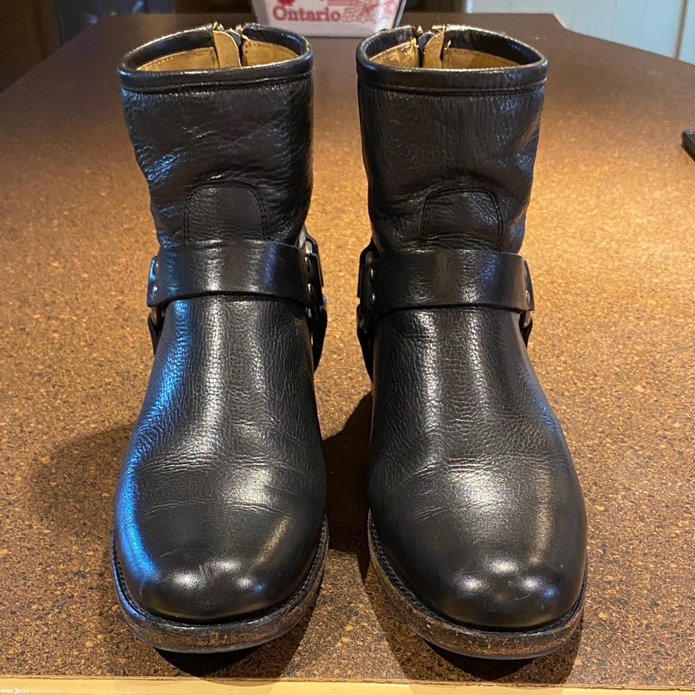 Frye Black Leather Ankle Boots